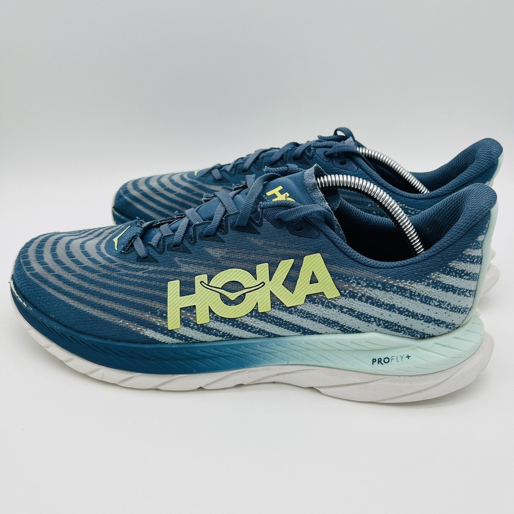 Hoka One Mach 5 Men's Size 11.5 D Blue White Athletic Running Shoes Sneakers
